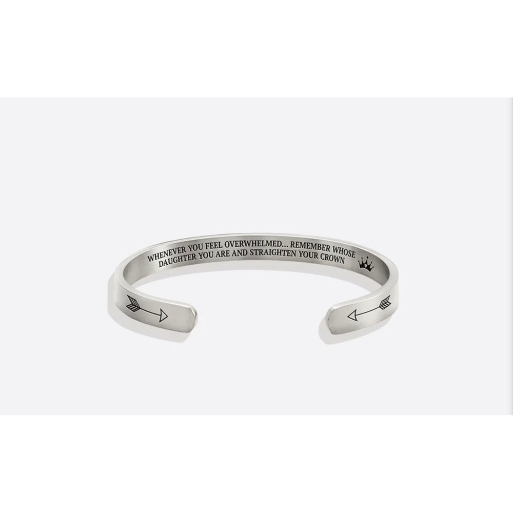 Mint & Lily Silver Straighten‎ Your Crown Daughter Inspirational Cuff Bracelet